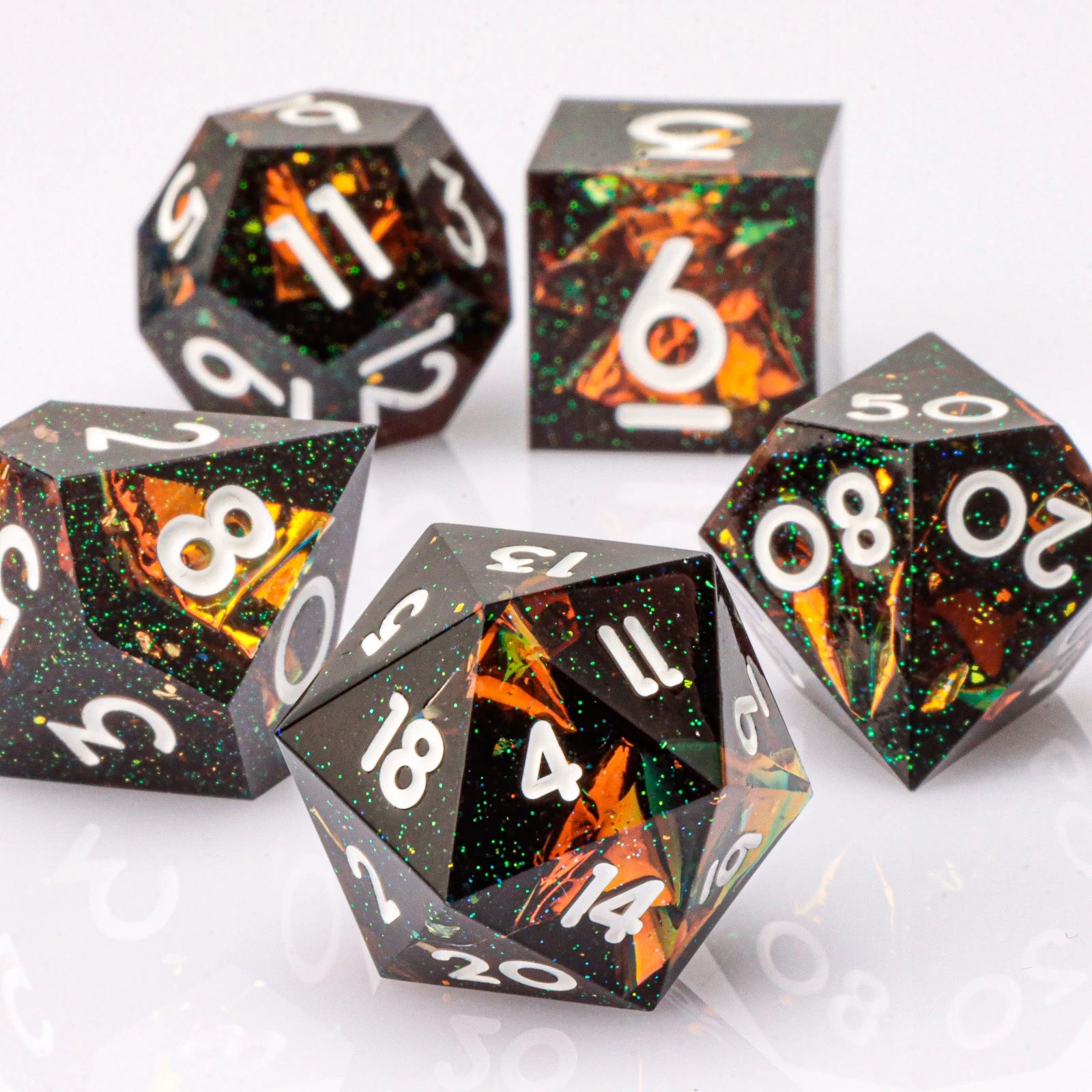 Handmade D&D Polyhedral Dice Set for Dungeons and Dragons, D and D Dice, Sharp Edged Resin D&D Dice Set Gifts, D20 Dice
