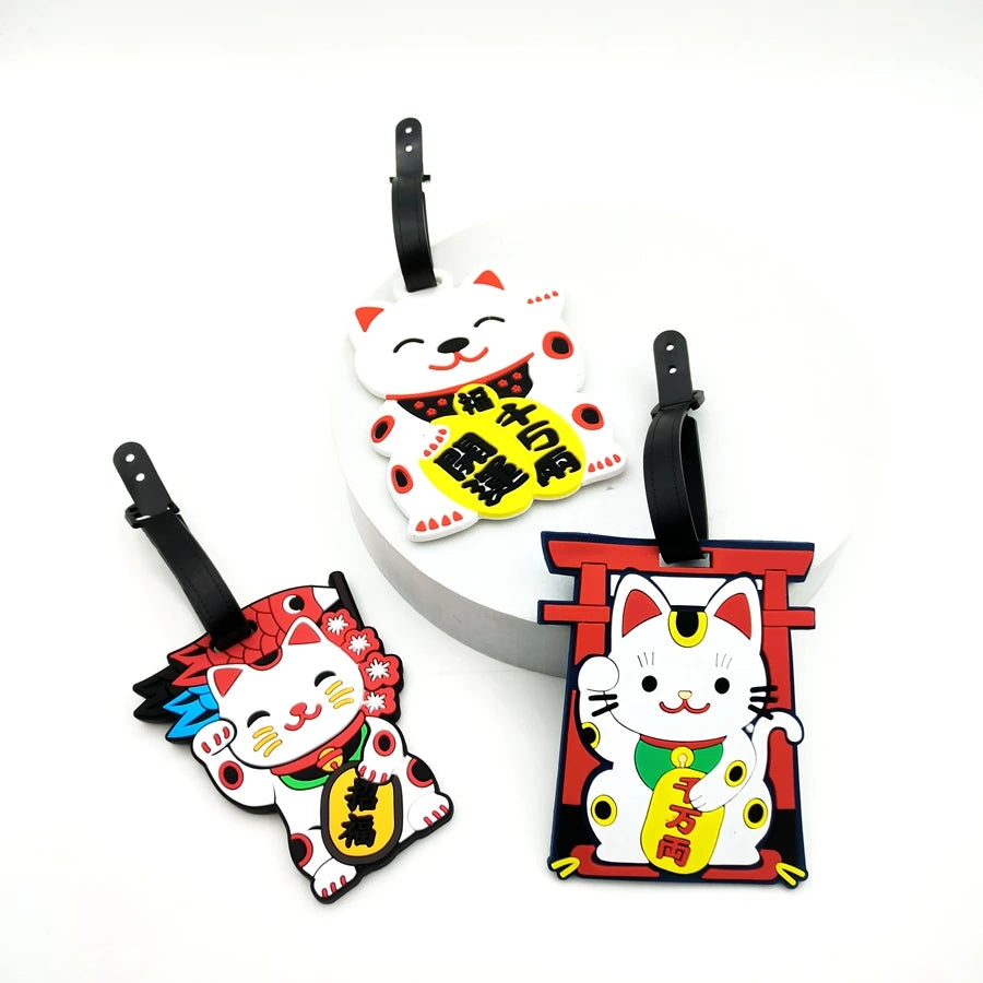 1pc/2pcs/3pcs Zhaocai Cat luggage tag pendant travel essential airport luggage anti loss ID tag luggage name unisex