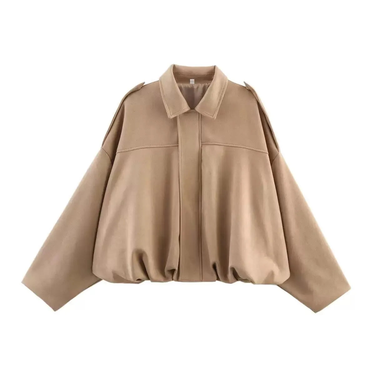 2025 autumn winter women bomber jacket bat sleeve zipper loose suede texture casual top European American style