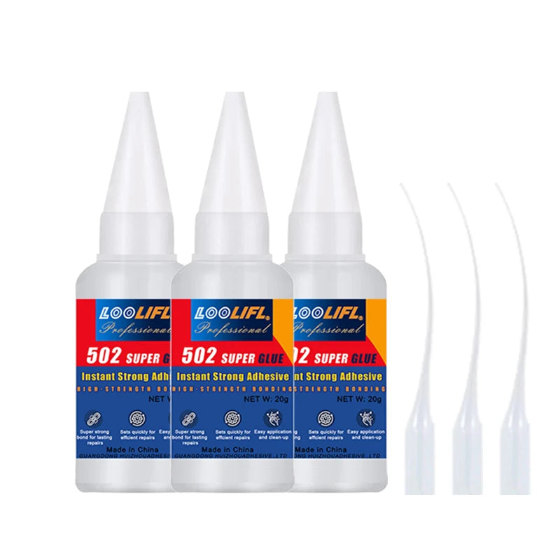 L00LIFL502 Super Glue Instant Adhesive, Transparent Glue for Repairing Sole, Ceramic Plastic, Metal Pottery, Leather, Rubber