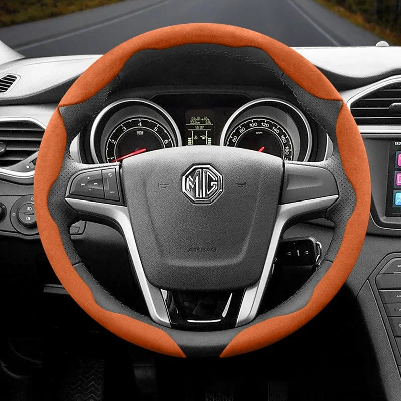 Suitable for Mg Non-Slip Buckle Segmented Suede Steering Wheel Cover Suitable for Zs Mg3 Hybrid Luxury 2025 One Mg4 Mulan Hs 5 6