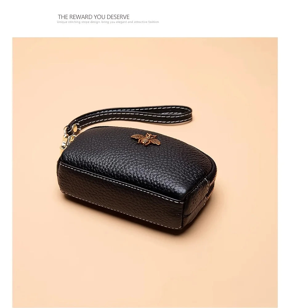 PU soft leather coin purse women 2026 new Korean style fashion minimalist double zipper wristlet women shell handbag
