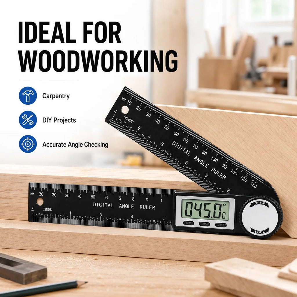 2 in 1 Digital Angle Detector, 360° High Accuracy Angle Finder Ruler, Woodworking Measurement Tool, Multifunction Level Gauge