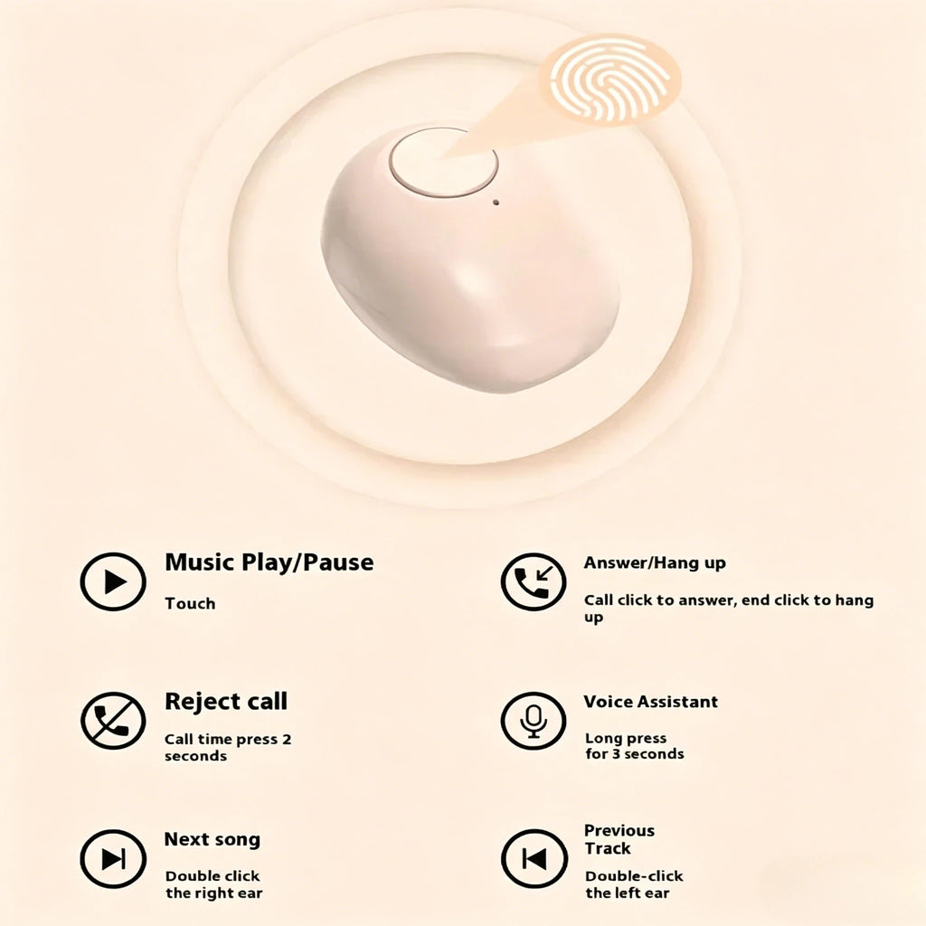 Mini Wireless Earphones Bluetooth 5.4 Headphones with Great Endurance Earbuds With Mic Lightweight for Sleepy Music Video