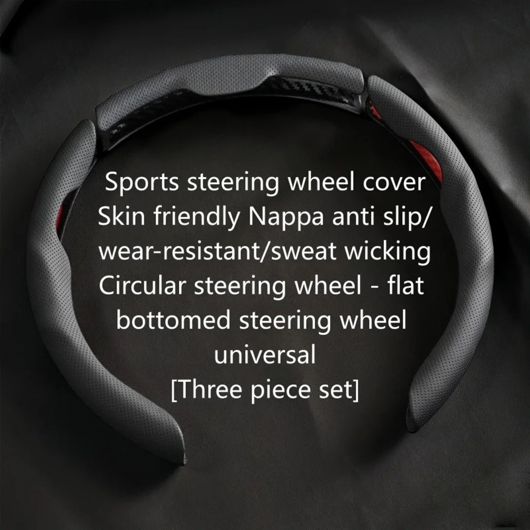 Luxury Nappa Faux Leather Steering Wheel Cover That Is Non-Slip And Sweat-Absorbent, Sporty Style Suitable For Various Vehicles