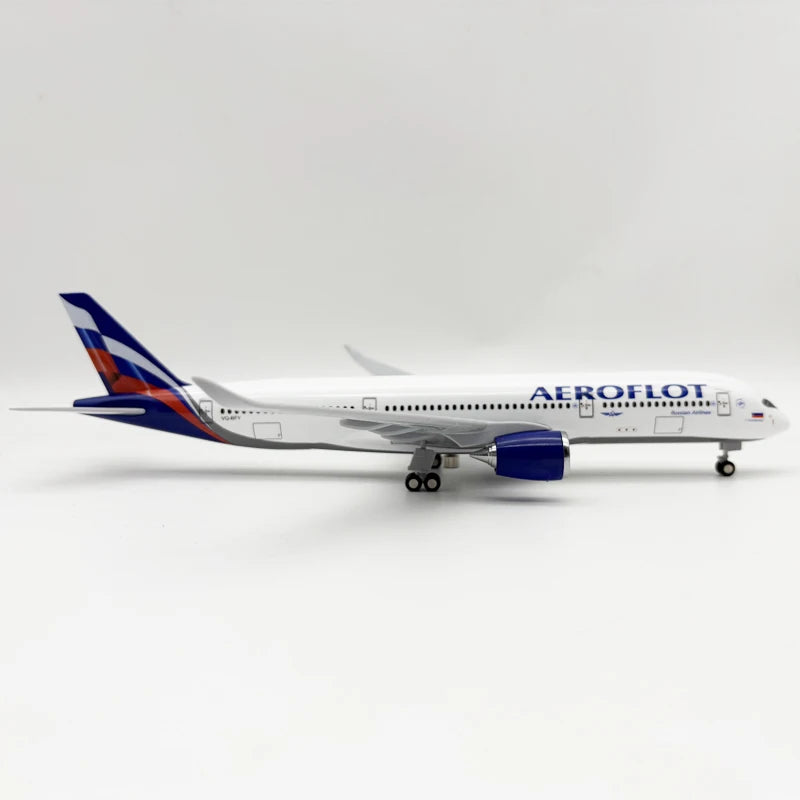 30cm Airplane Model Russia Aeroflot A350 Aircraft With Base Landing Gear resin Miniature Plane For Collectible