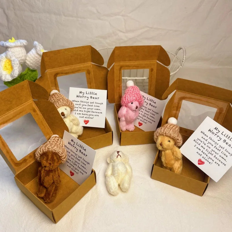 My Little Worry Bear Pocket Hug with Greeting Card – Adorable Plush Teddy Bear Gift for Weddings, Christmas, Comforting Keepsake