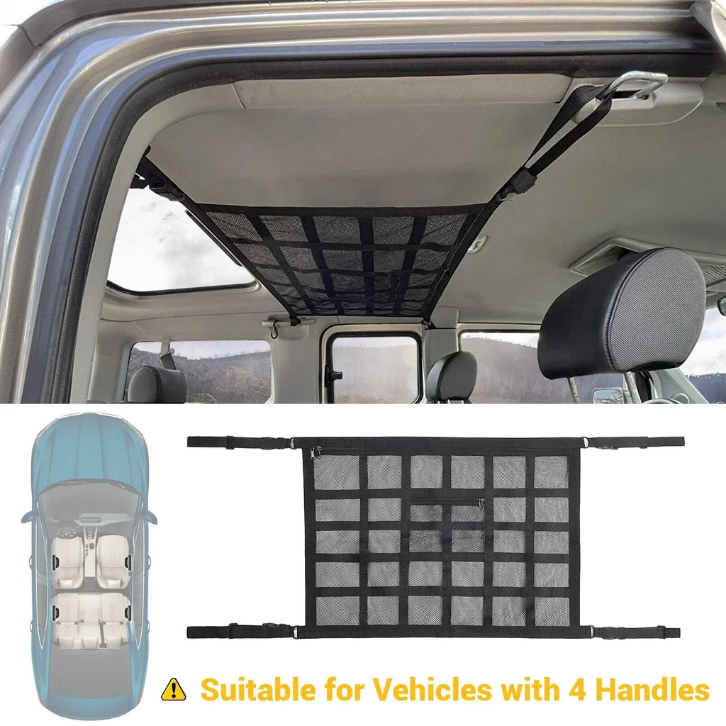 Car Ceiling Storage Net Interior Cargo Net Universal Trunk Pocket Storage Adjustable Car Bag Sundries Organizer Pouc