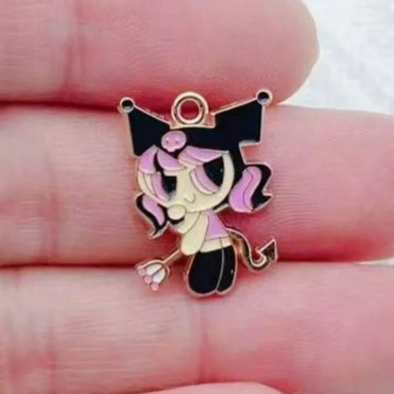 10pcs Alloy Oil-Dripping Cartoon Girl Pendant, DIY Jewelry Making Earrings Keychain Accessories