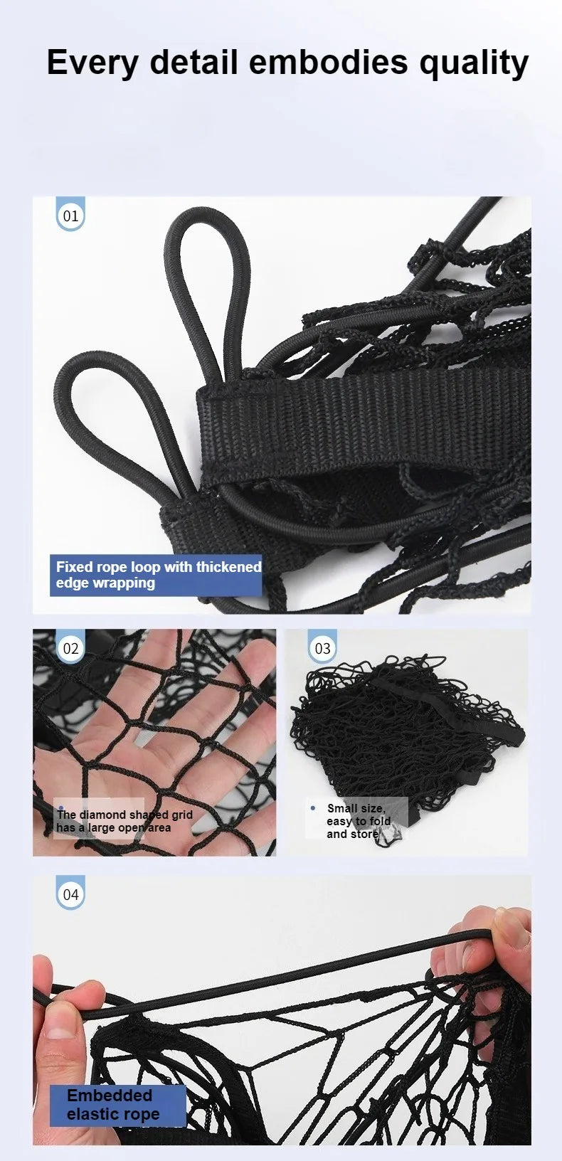 Universal 3-Column Cargo Net Trunk Bed Organizer Mesh Storage Net Bed Grocery Auto Holder Pickup Truck Bed Truck Accessories