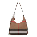 Fashionable and Casual Large Capacity Tote Bag Plaid with Genuine Leather Single Shoulder Bag 2025 New High-End Trendy Popular