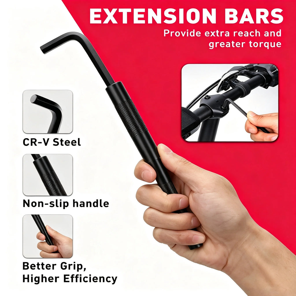 SEDY 32-Piece Hex Key Wrench Set, Metric and SAE Allen Wrenches L Shape Allen Keys, Chrome Vanadium Steelwith 2x Extension Handl