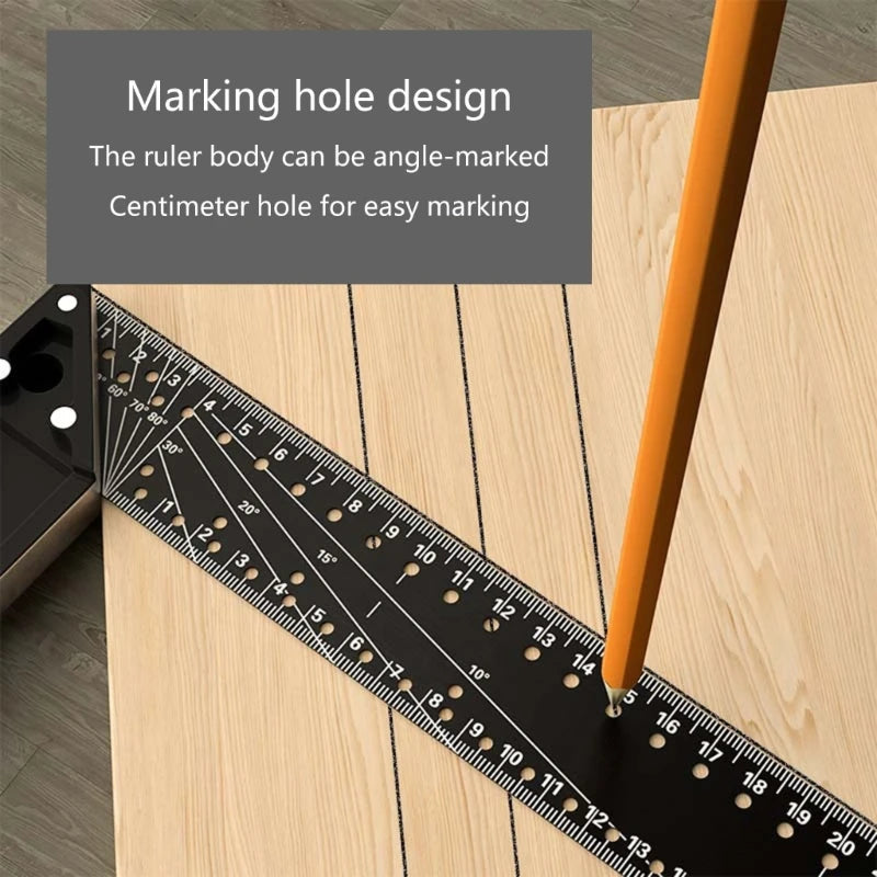 Carpenter Square Aluminum Right Ruler Angles 90 TurningRuler Woodworking Measuring Tool Gauges Angles Square