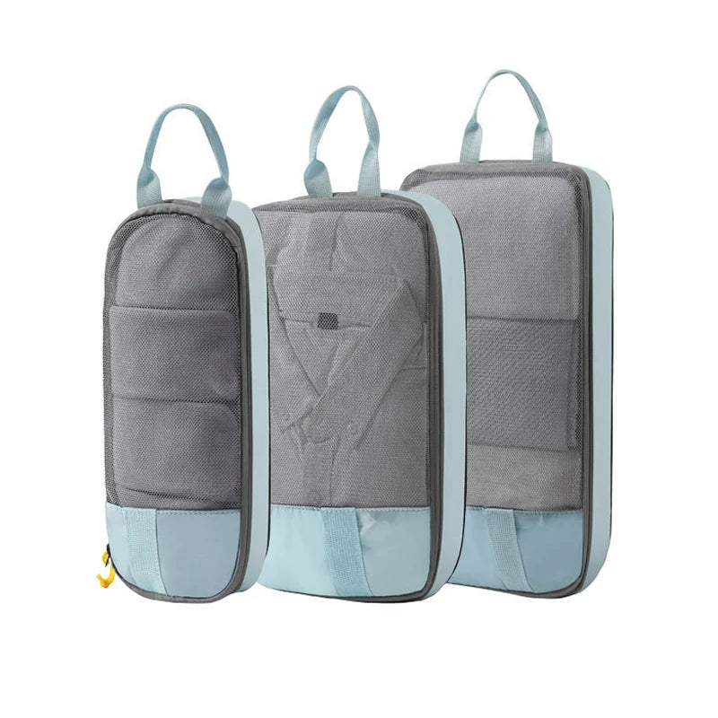 3pcs High Quality Packing Cubes Set Mesh Visible Travel Clothing Organiser Bag Portable Suitcase Pouch Compression Packing Cube