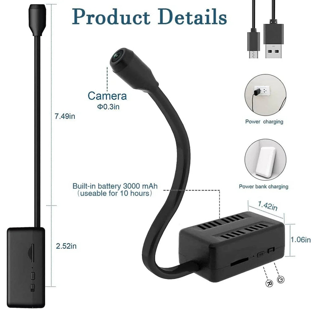 Y21 Mini WiFi Camera HD 1080P Flexible Lens Cable Motion Detection USB Rechargeable Micro Wireless Security Monitoring Camcorder