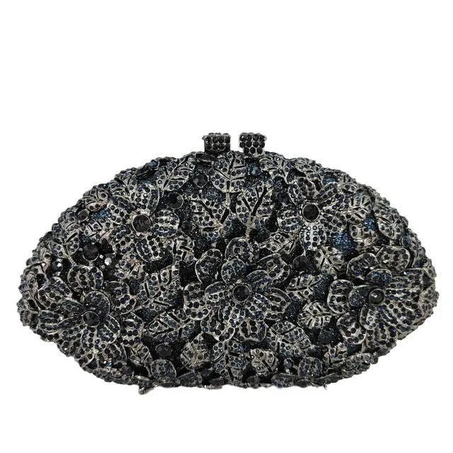 Boutique De FGG (in stock) Dazzling Flower Crystal Clutch Evening Purse Bag Women Formal Dinner Handbag Wedding Bridal Purse