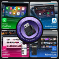 Latest popular 4-in-1 mini wireless CarPlay adapter, supports screen mirroring and video, supports Apple CarPlay and Android Auto, Bluetooth 5.0 technology, wired to wireless conversion, plug and play, compatible with USB and