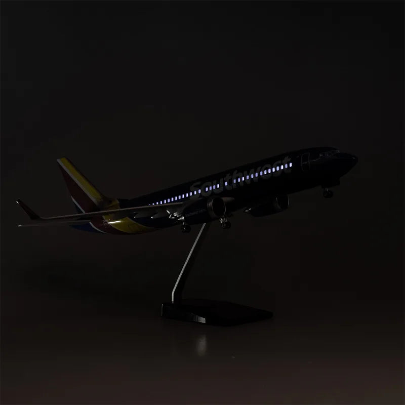 1:85 Scale Diecast Model American Southwest Airlines Boeing 737 Resin Airplane Airbus With Light Wheels Toy Collection Display