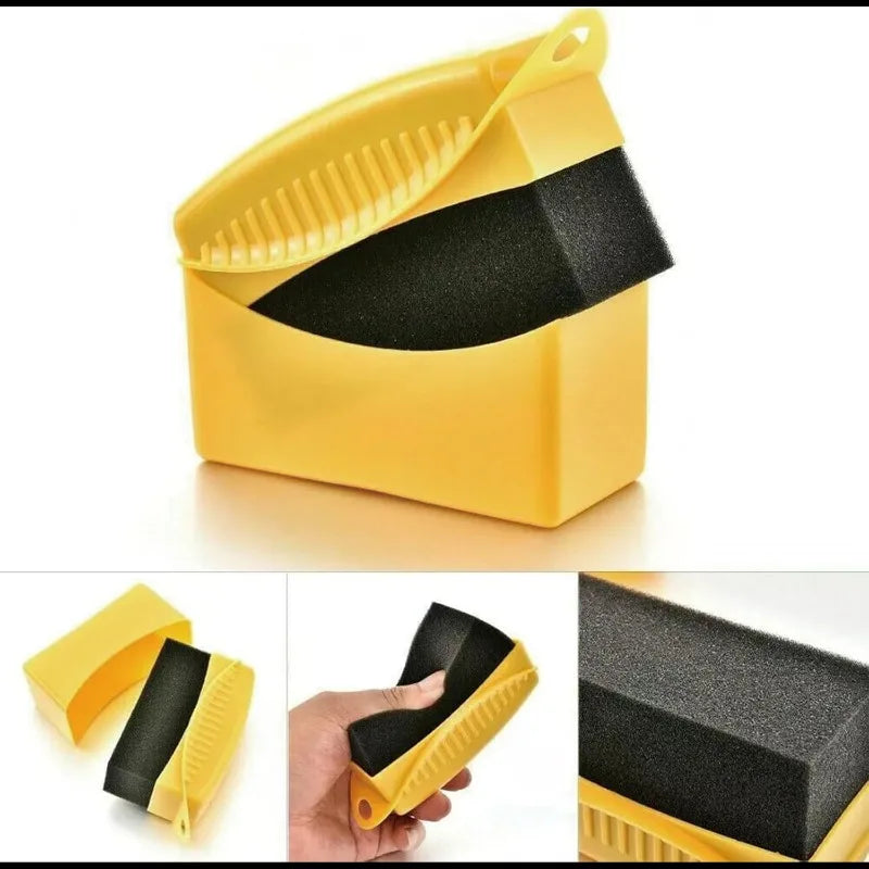 Car Wheel Polishing Waxing Sponge Brush ABS Plastics Washing Cleaning Tire Contour Dressing Applicator Pads Detail Accessories