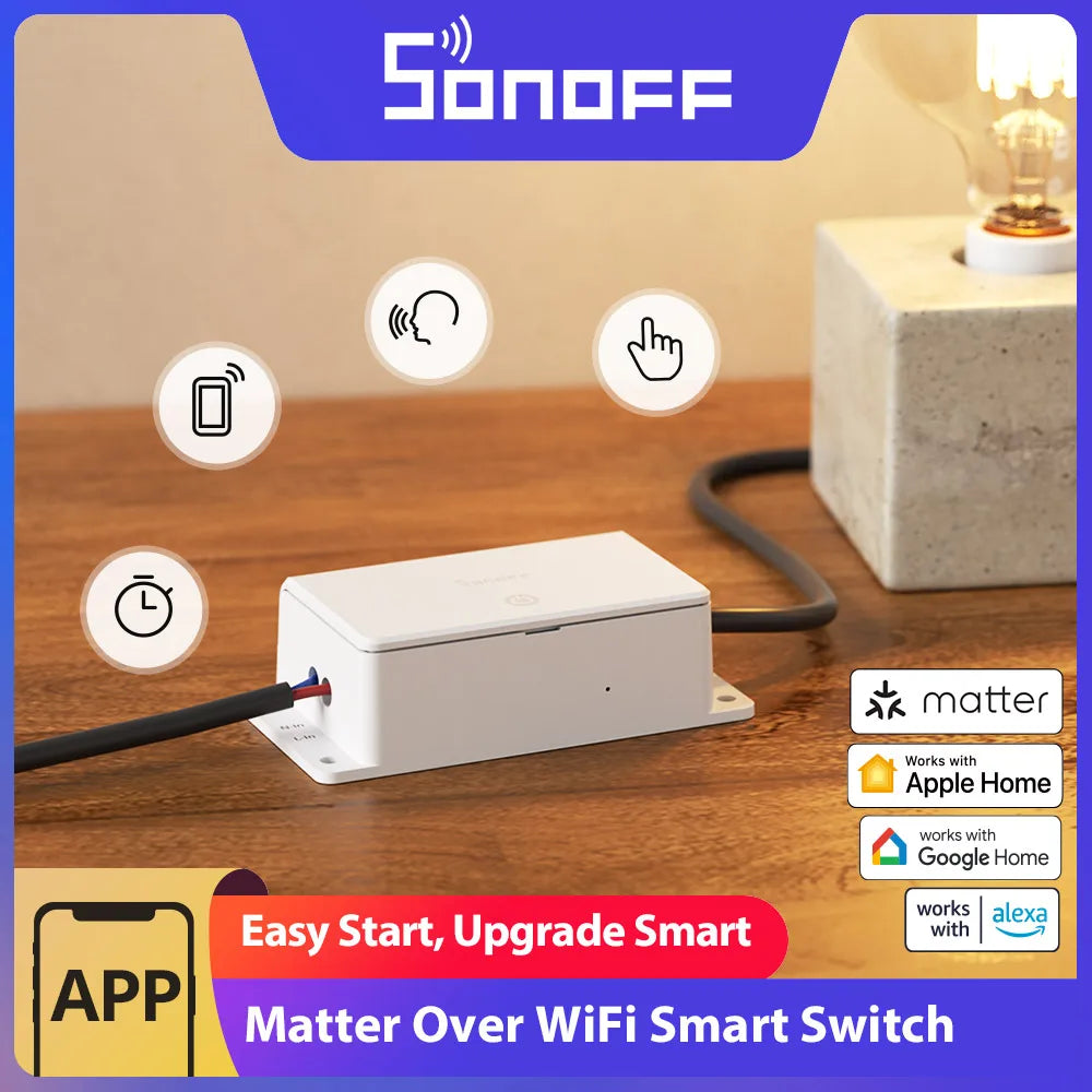 SONOFF BASIC-1GS Matter Over WiFi Smart Switch Basic Gen5 Matter Protocol Large Touch Surface Reliable Work With Apple Ecosystem