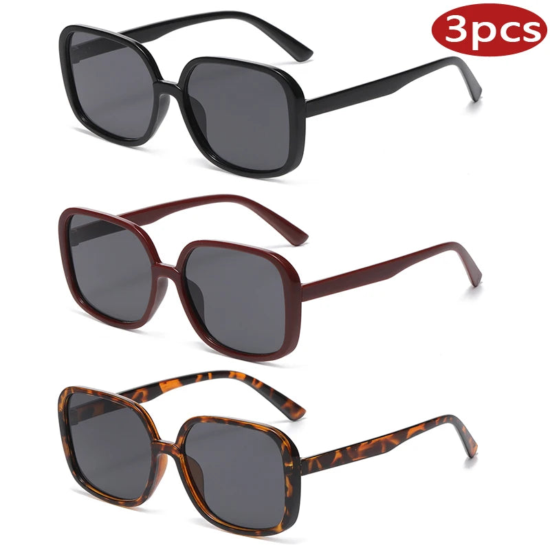 Hiking 3pcs Rectangle Simple Style Anti Light Glasses Woman Vintage Colorful Shades Female Outdoor Sport Unisex Eyewear UV400