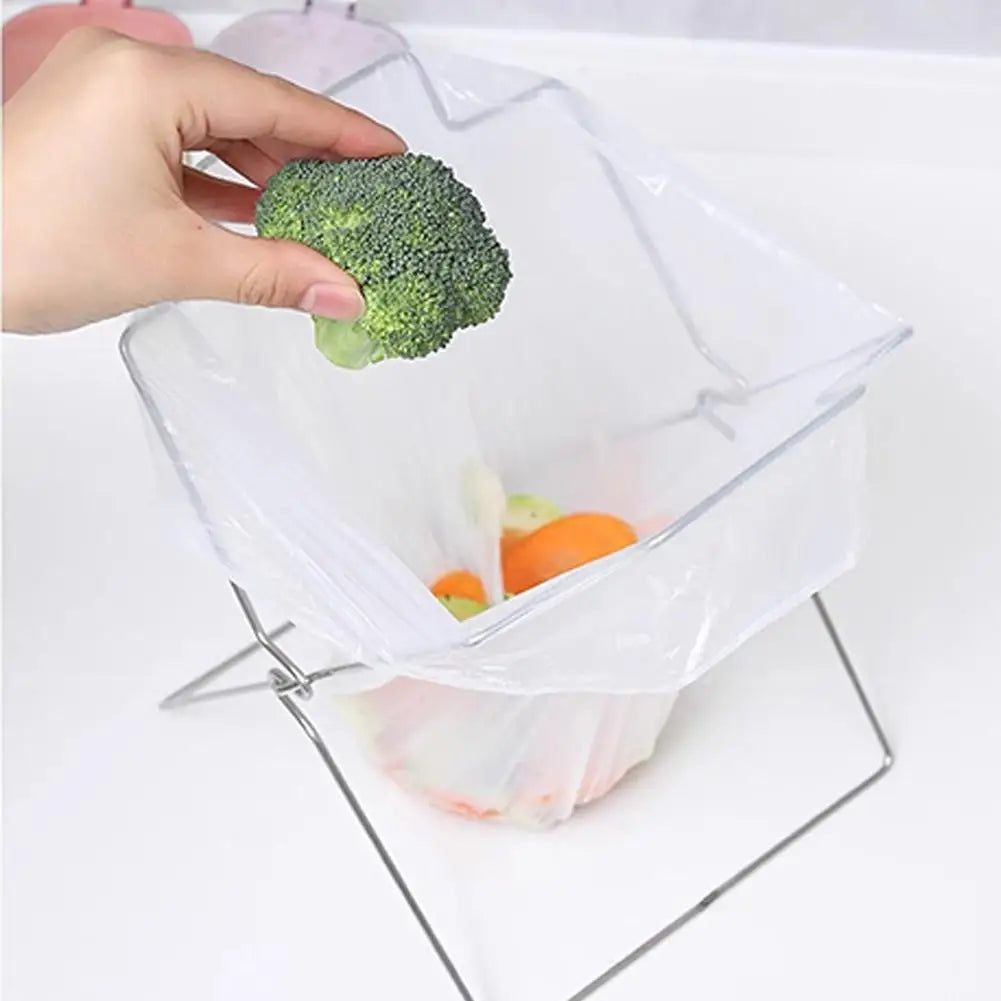 Camping Garbage Bag Holder Steel Outdoor Folding Trash Can Foldable Kitchen Countertop Trash Bag Holder Organizer