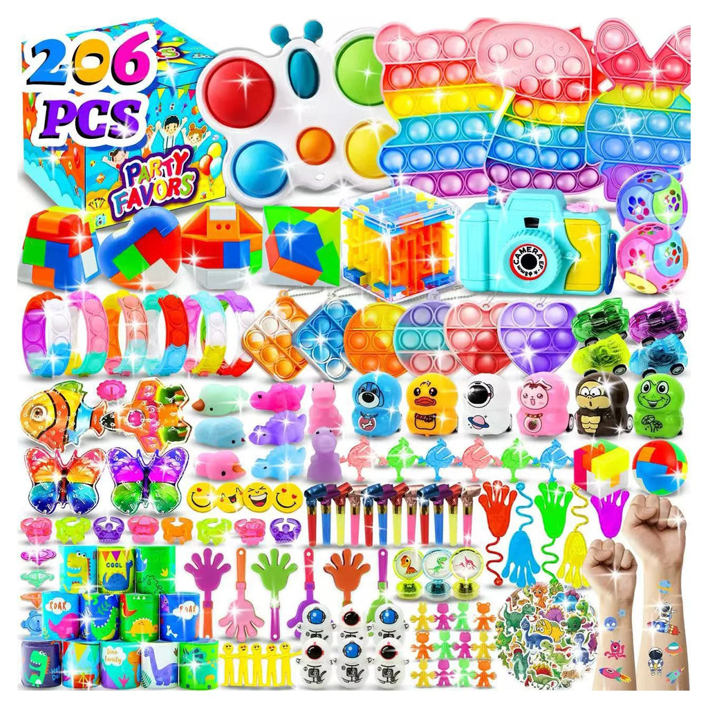 206PCS Fidget Toys Party Favors for Kids 14-18 Pinata Stuffers Treasure Chest Box Classroom Goodie Bag Stuffers