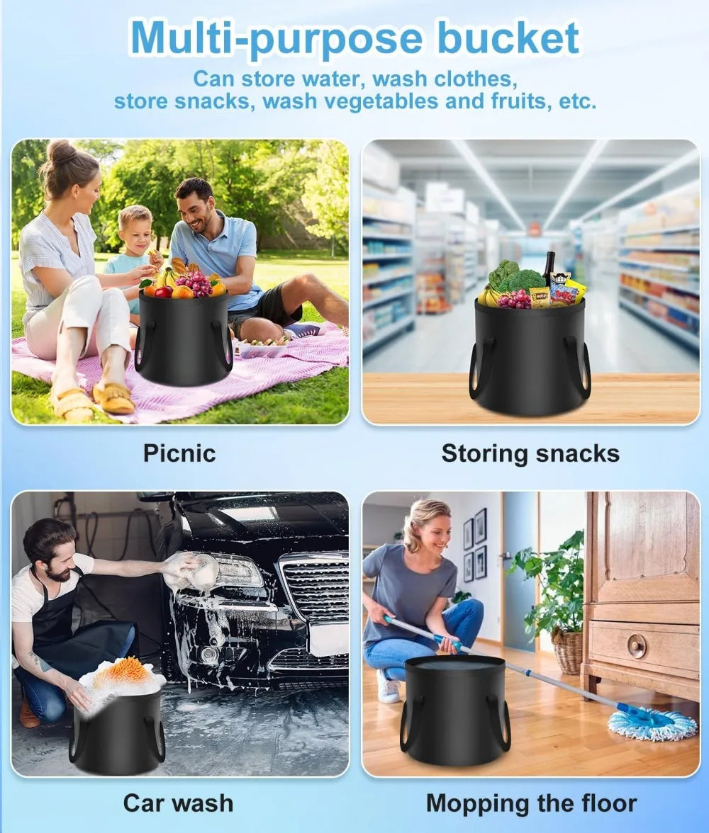 Portable Camping Shower with Rechargeable Pump - 6000mAh Outdoor Shower Kit W/ 20L Foldable Bag for Travel, Garden & Car Wash