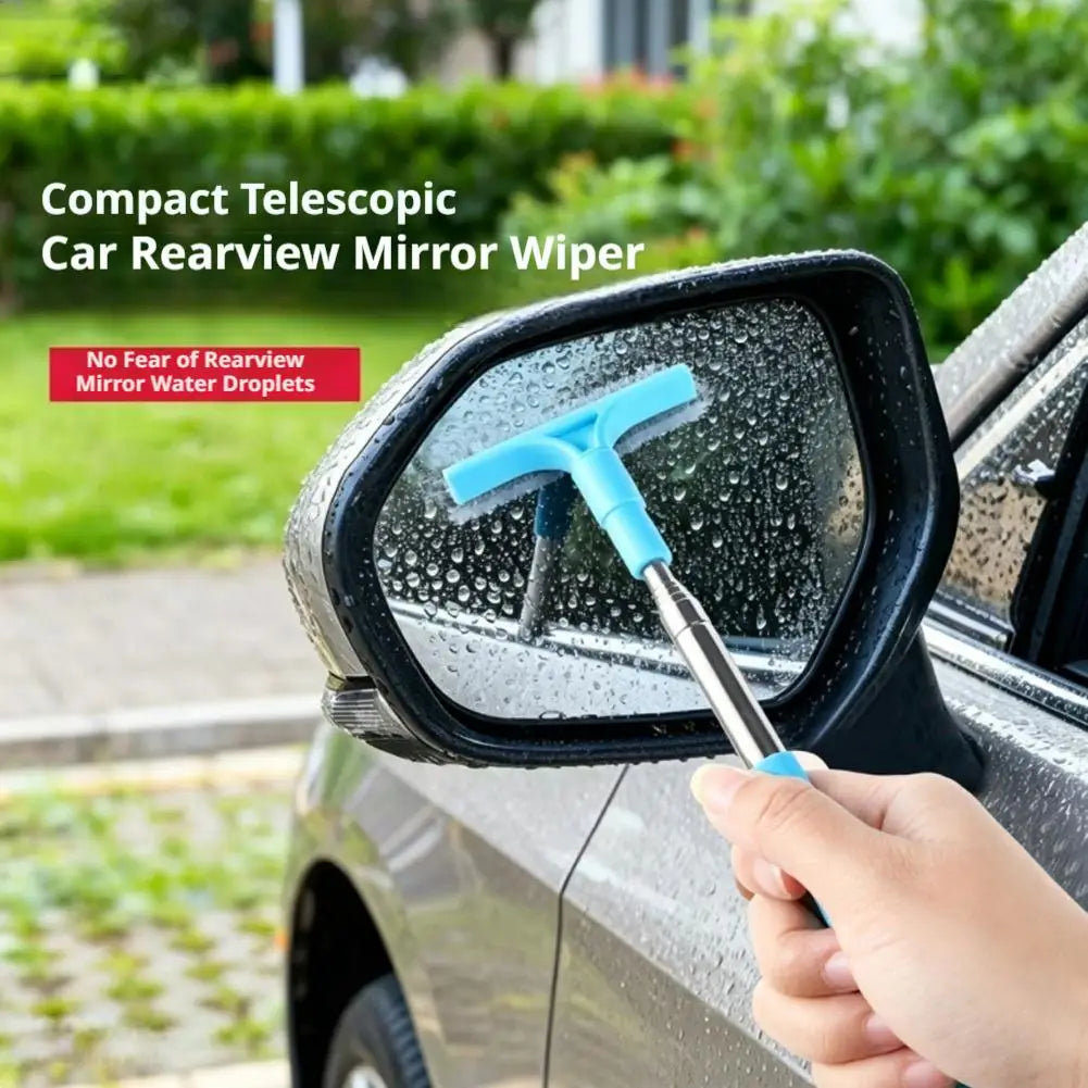 Telescopic Rearview Mirror Wiper Car Window Cleaning Scraper Mist Remover Extendable Brush Auto Accessories Rain Tool