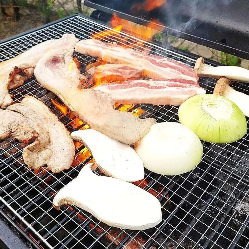 New Stainless Steel Grill Rack Grids Reusable Nonstick BBQ Roasting Rack Rectangular Grill Grate Mesh Pads Oven