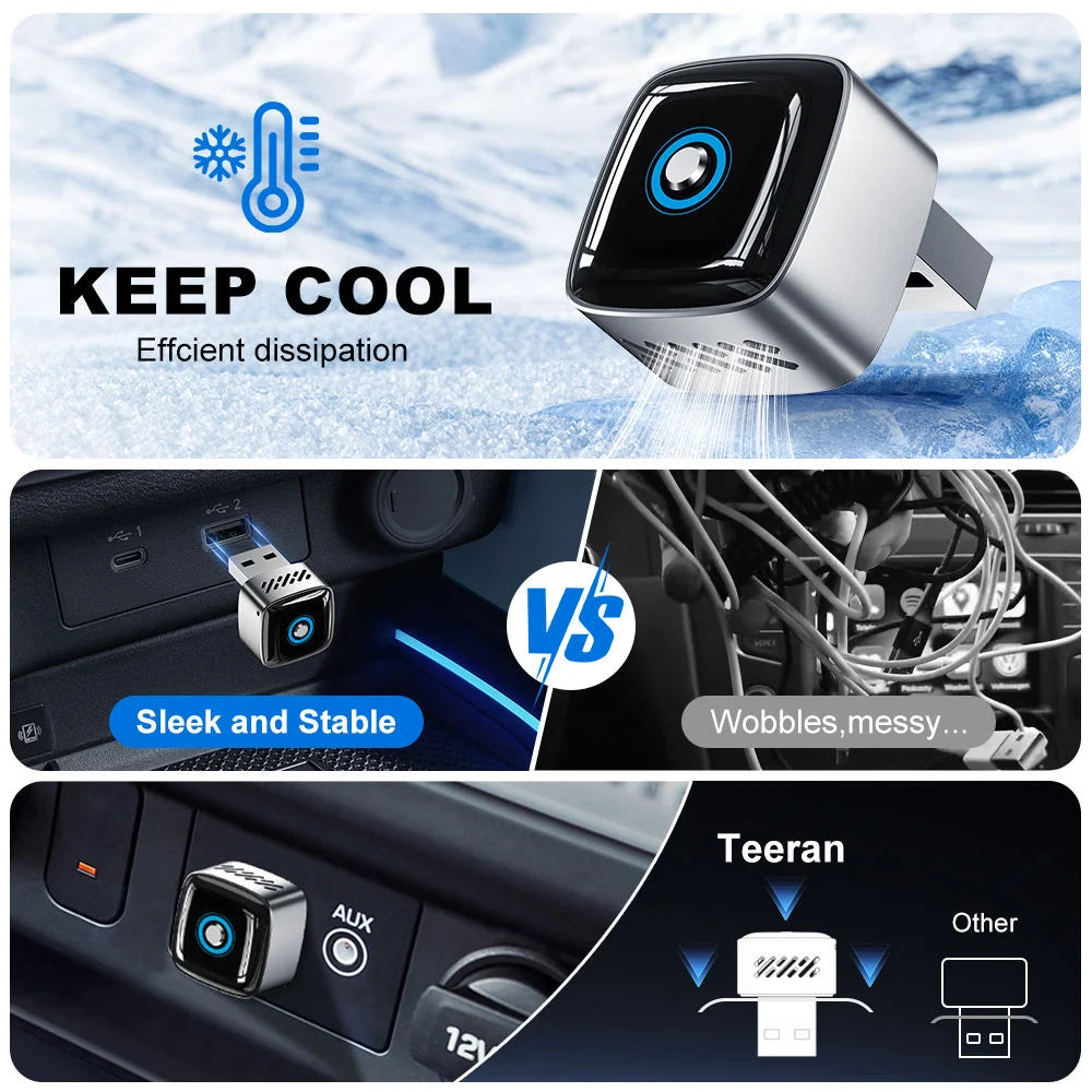 Skilldrive 2026 2 in 1 Mini Wireless CarPlay Adapter 2 Phones One-Tap Switch Android Auto AI Smart Box for Wired CarPlay Car