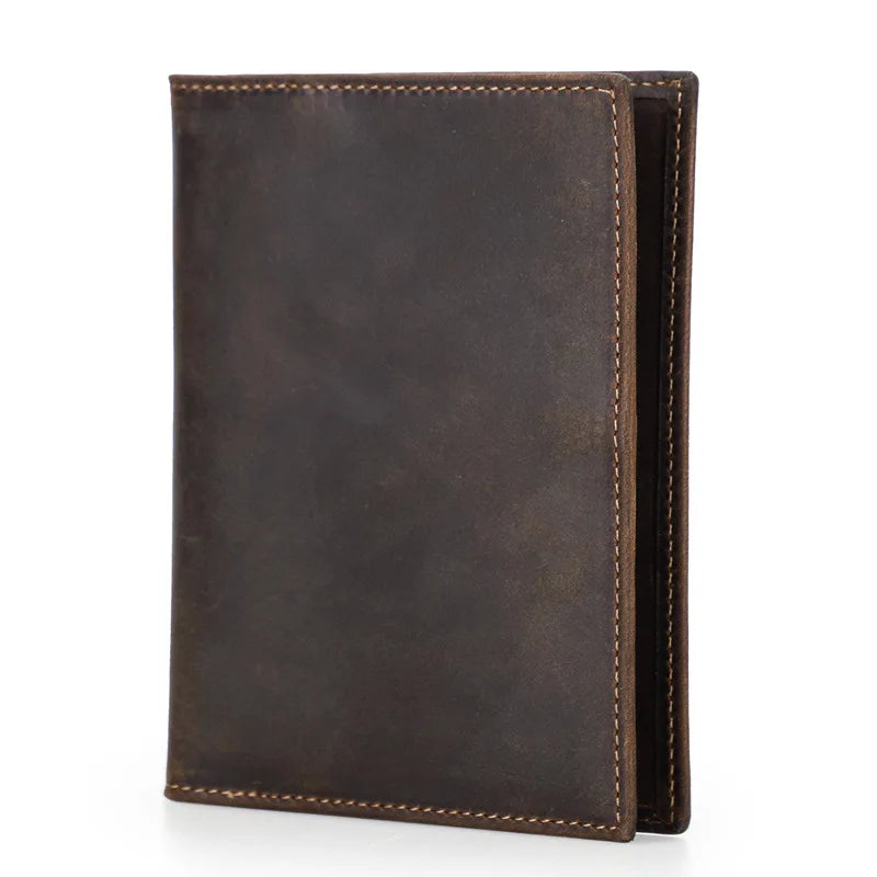 Genuine Cow Leather Passport Holder with AirTag Case - RFID Blocking Travel Wallet, Anti-Lost Pocket & Card Holder for Men Women