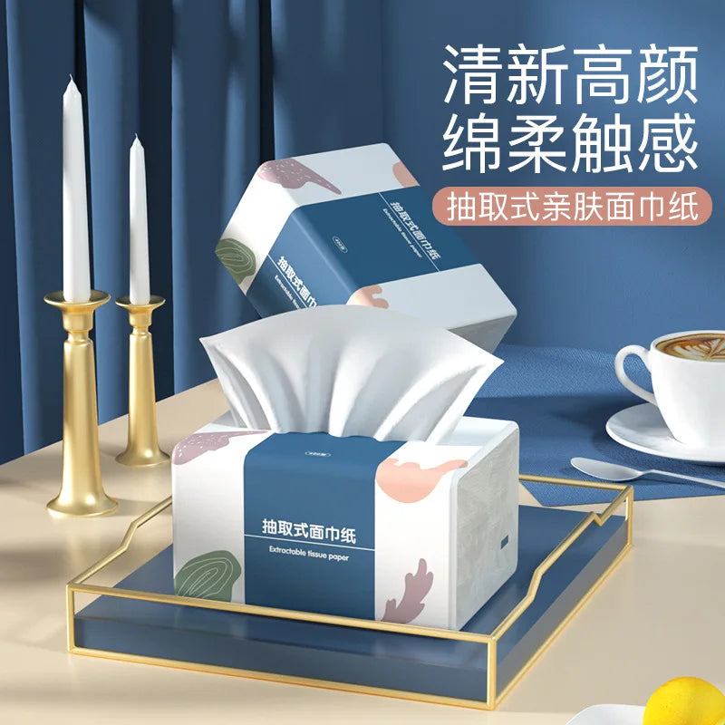 400Tissue Paper Facial Tissue Original Wood Pulp Extractable Hand Wiping Paper Napkin Paper for Car and Home Use Economical Pack