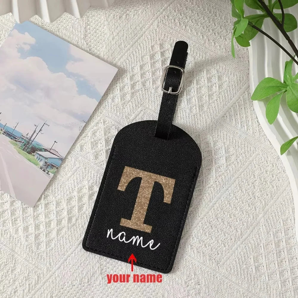 Personalized Simple A-Z Initial Custom Name Luggage Tag, Durable Creative Travel ID Card Holder, Ideal Travel Gift