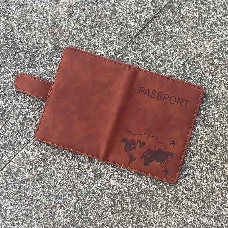 Custom Name Passport Cover Fashion Word Map Passport Holder Rfid Magnetic Buckle Travel Wallet Case for Passports