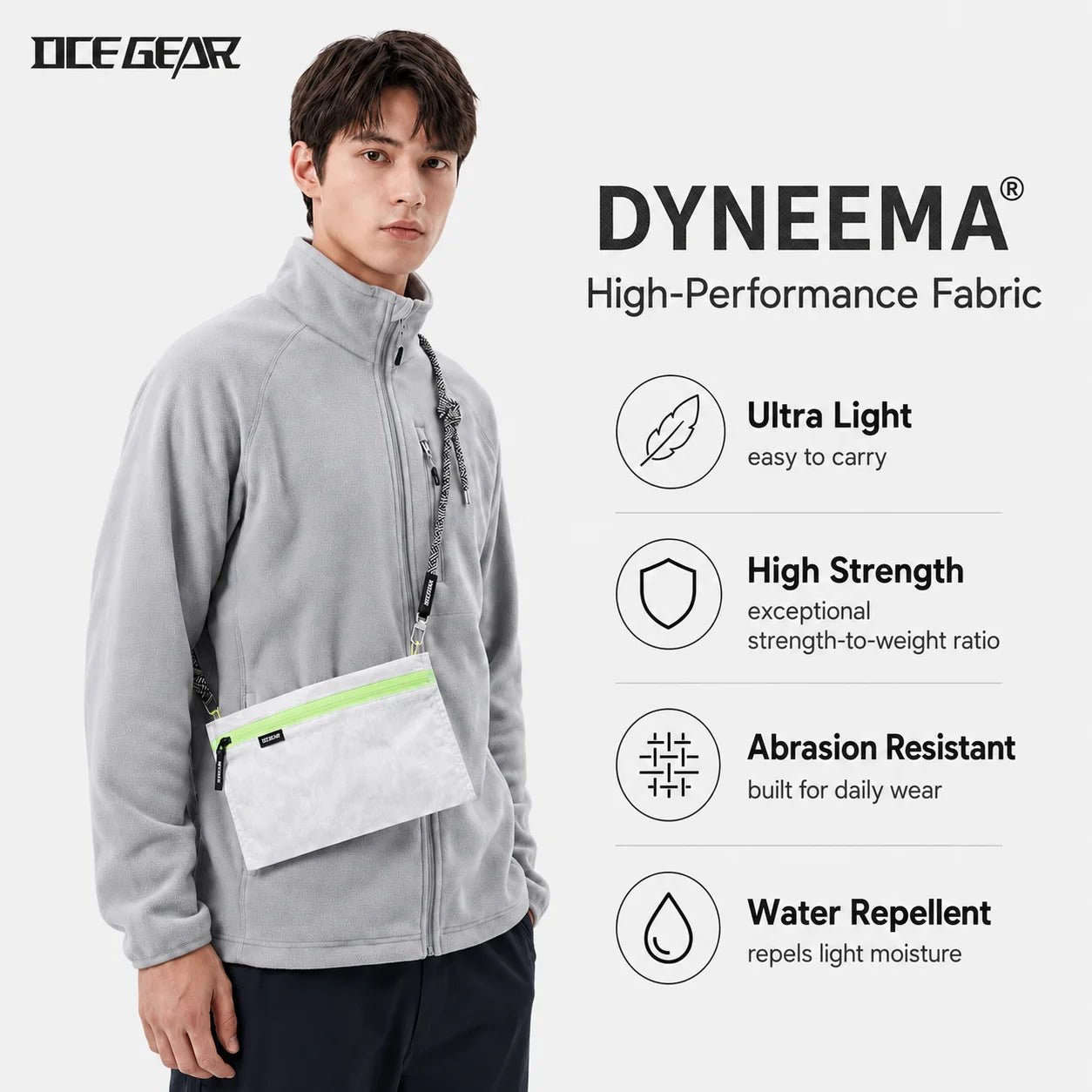 Ultralight Dyneema Crossbody Pouch Waterproof EDC Zipper Wallet Bag Outdoor Hiking Camping Mini Chest Bag Travel Organizer