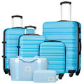 6 Piece Navy ABS Hardshell Carry On Luggage Set Spinner Wheels TSA Lock Travel Suitcase, Customized