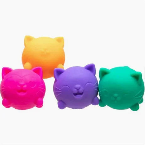 Schylling NeeDoh Cool Cats The Groovy Glob! Squishy, Squeezy, Stretchy Stress Balls Assorted Colors - 3 Pack
