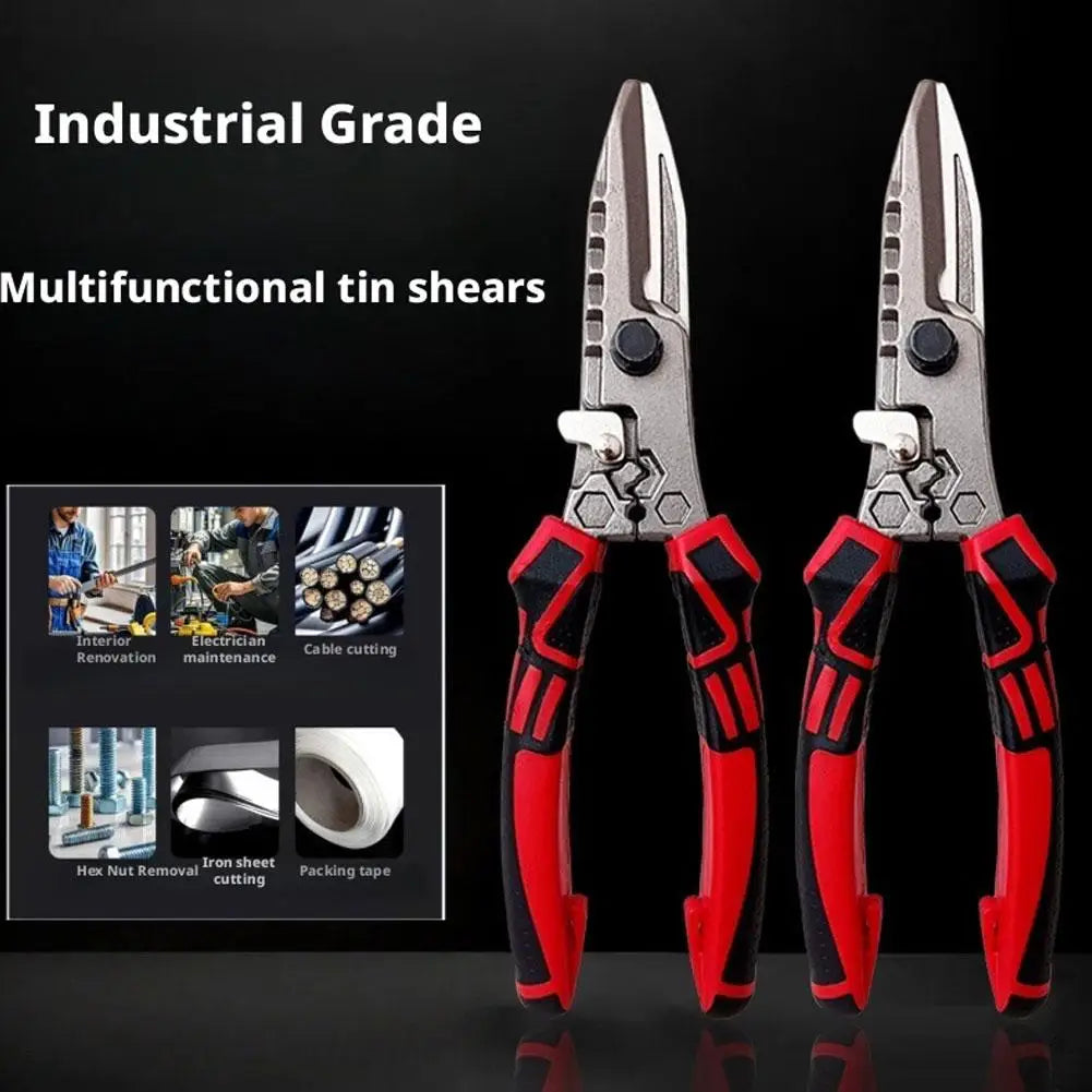 1Pc Multi-Functional Electrician Scissors, Crimping Wire Cutting Tool with Wrench Function for Metal Sheet and Cable Cutting