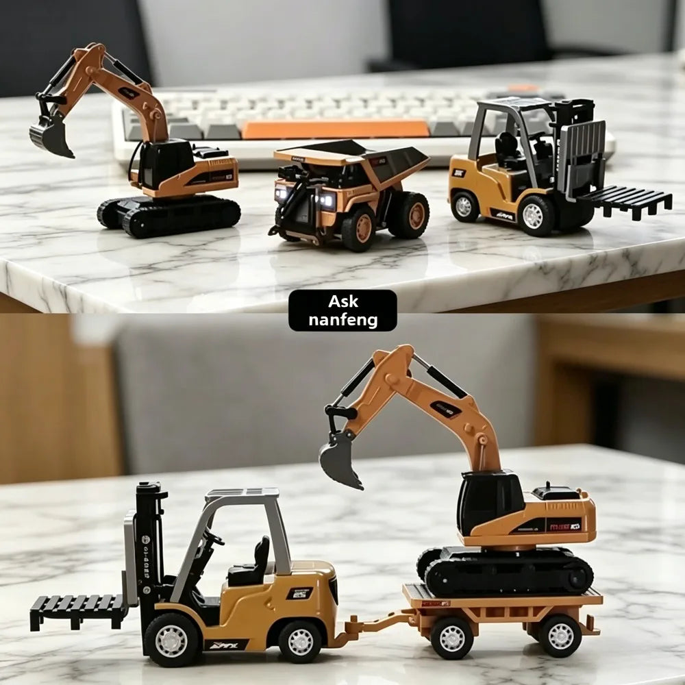 Ask Nanfeng RC Mini Alloy Forklift Excavator bulldozer 1/64 desktop toy Remote Control engineering vehicle Boy High end Gift