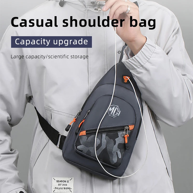 Car Logo Camouflage Men Slanted Shoulder Bag Chest Crossbody Storage Bag For Morris Garages MG HS 2025 6 3 5 7 TF ZR ZS HS