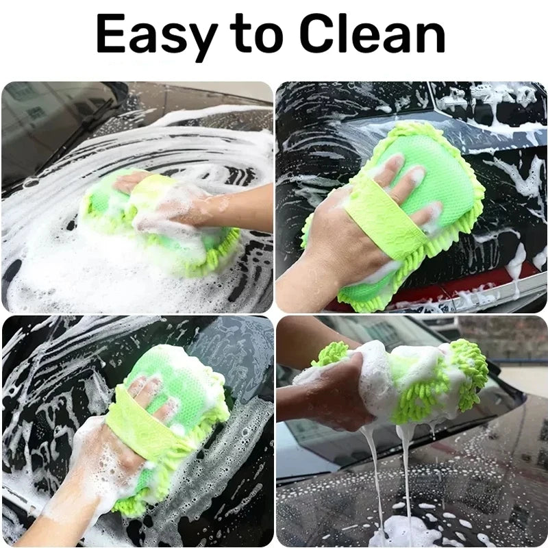 Microfiber Car Washer Sponge Cleaning Car Care Detailing Brushes Washing Towel Auto Gloves Styling Accessories