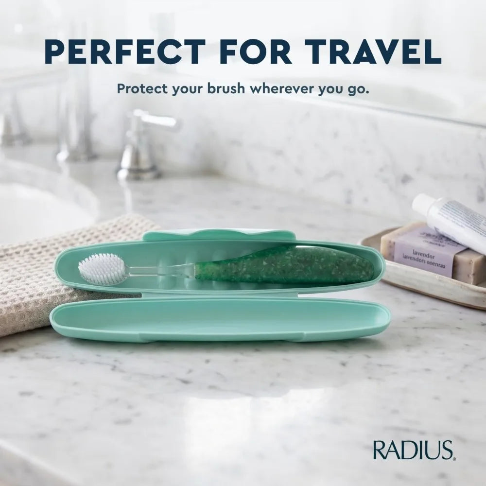 BPA-Free Recycled Plastic Toothbrush Travel Case Portable Holder for Standard Brush Light Blue Bathroom School Home Camping