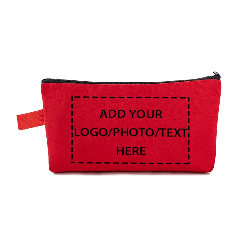 20/30/50/100bags/lot Customized Logo Colored Canvas Makeup Bag, Women's Handbag, Student Pencil Case 25x13x4.5cm