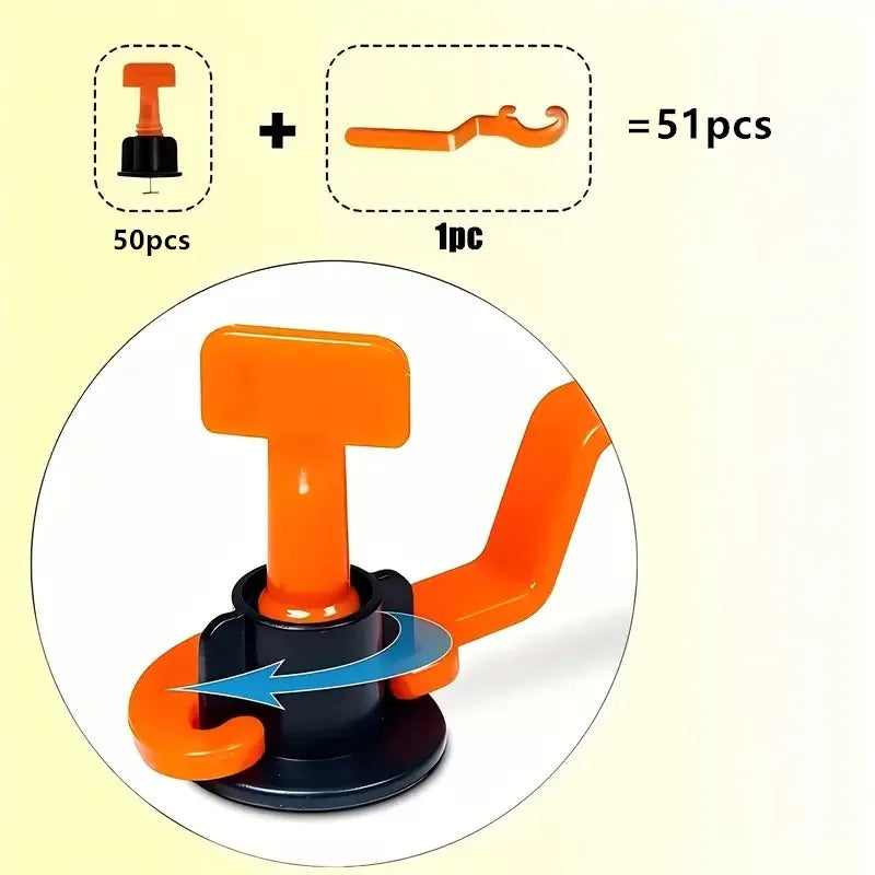 51 Pieces, Polypropylene (Pp) Adjustable Tile Spacers, with Positioning Cones and Positioning Tabs, for Professional Flooring and Wall Tiles