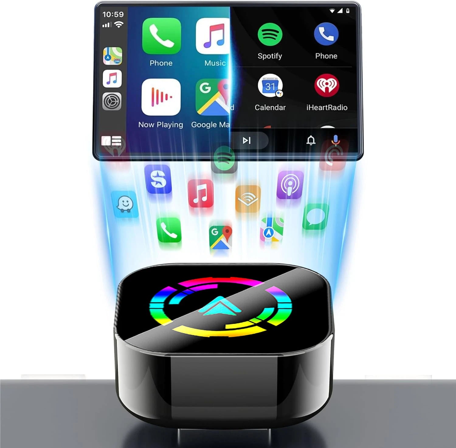 2 in 1 wireless carplay adapter for iOS 10+ & Android Auto, Plug and Play,Fast Auto-Connect,5GHz WiFi, Bluetooth 5.3