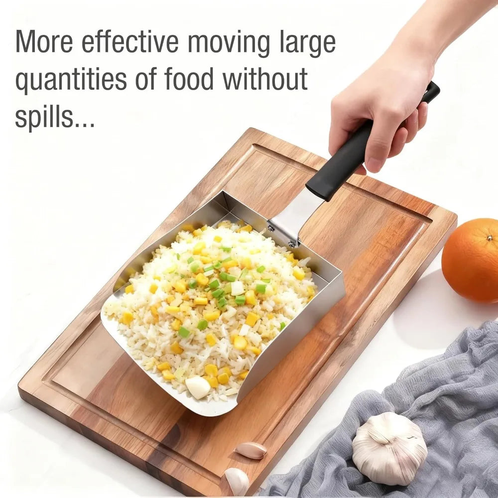Griddle Food Mover Stainless Steel Hamburger Fries Spatula for Rice Vegetables Cooking Food Shovel Home Outdoor Camping BBQ Tool