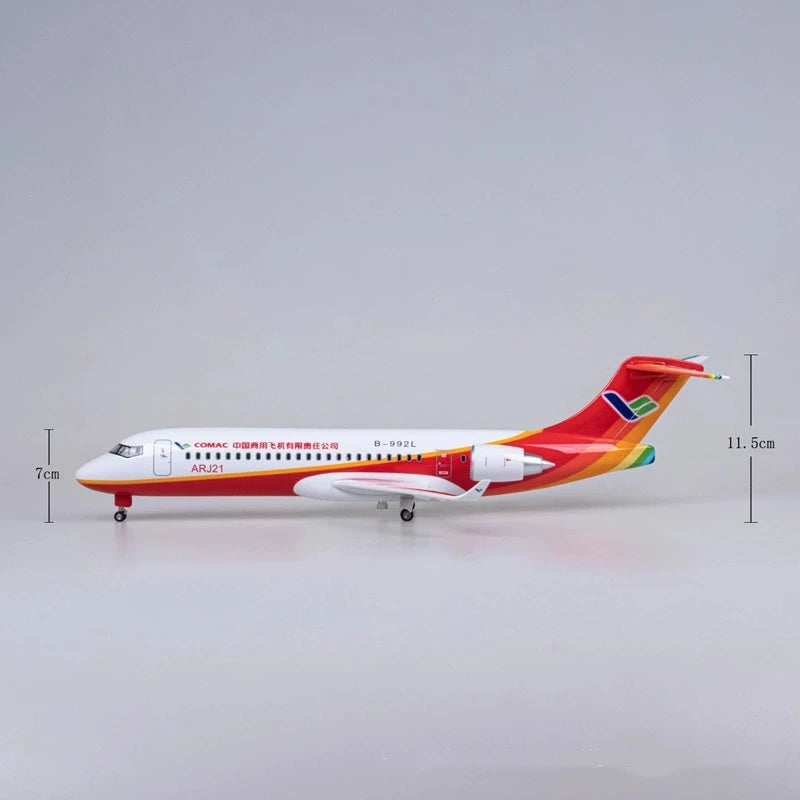 47cm Commercial Toy Model Arj21 Plane Model Civil Aviation Airplane Airliner Ornament With Wheels And Lights Home Decor