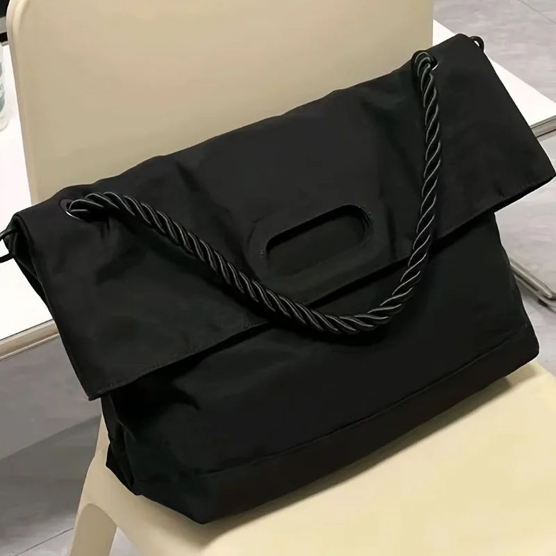1pcs Polyester Minimalist Shoulder Crossbody Bag with Rope Handle Large Capacity Tote
