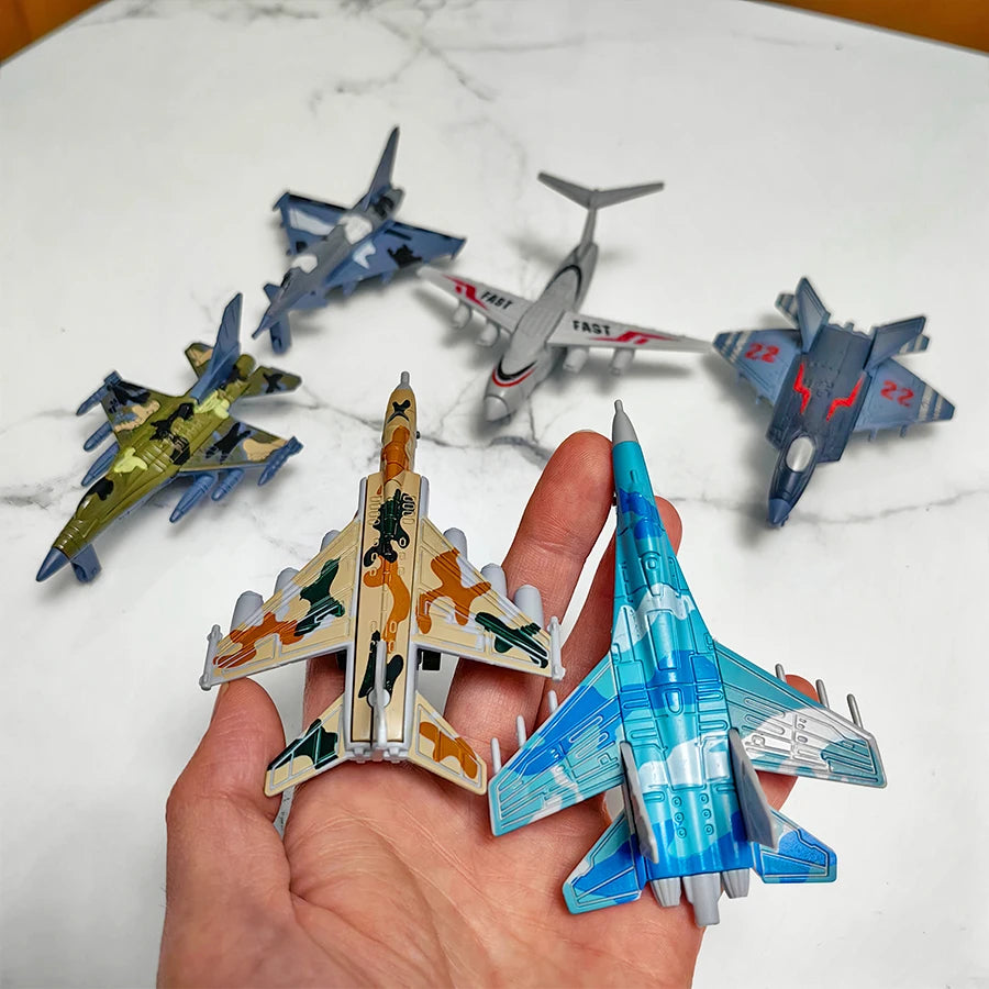 6pcs fighter plane combination toy children can coast home display collection decoration children birthday gift
